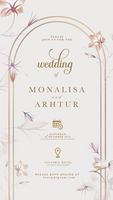 numérique mariage invitation modèle avec feuillage psd