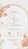 Digital Wedding Invitation Template with Red Flower psd
