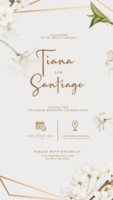 digital Boda invitación modelo con blanco Cereza florecer psd