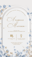 numérique mariage invitation modèle avec bleu fleur psd