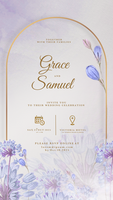 Digital Wedding Invitation Template with Blue Flower psd