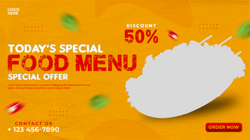 Delicious food menu web banner design psd