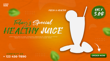 Orange juice web banner design psd