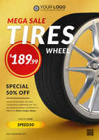 Mega sale tires flyer template psd