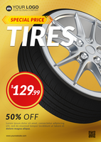 Special price tires flyer template for sale wheel psd