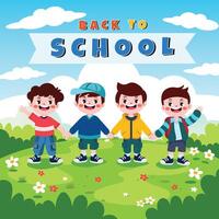 back to school background with students vector