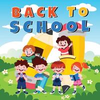 back to school background with students vector