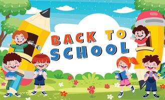 back to school background with students vector