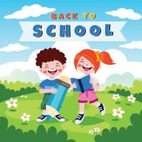 back to school background with students vector