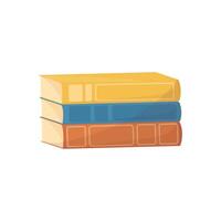Bright cartoon illustration of stack of books. Graphic print concept of reading, knowledge, studying and education. Vector colorful school and science element