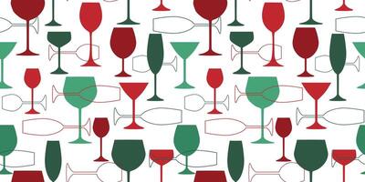 Seamless pattern with abstract silhouettes of glasses. Geometric pattern of the objects of the drink. Vector graphics.