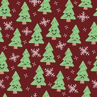 ute pine tree pattern with different expressions. can be used for background. fits the Christmas theme vector