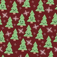 ute pine tree pattern with different expressions. can be used for background. fits the Christmas theme vector