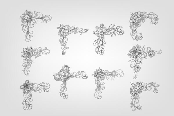 Text separator Baroque decoratice divider book typography ornament design elements vintage dividing shapes Border illustration
