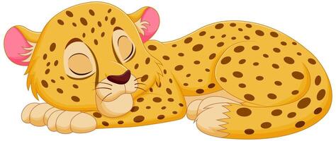 Cute Cheetah Cartoon Sleeping Vector Illustration. Animal Nature Icon Concept Isolated Premium Vector