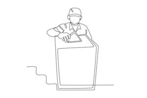 A man puts a letter into the ballot box vector