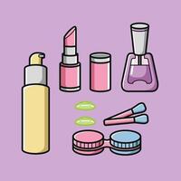 hacer arriba productos cosméticos belleza niña tema vector diseño Arte