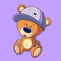 Cute bear wearing a hat vector