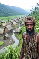 AI generated Portrait of a man in Papua New Guinea. Asia photo