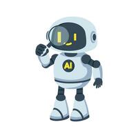 artificial intelligence assistant robot with magnifying glass vector