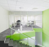 Interior of a modern office with green walls, photo