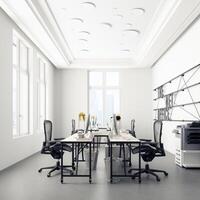 Modern office interior with white walls, photo