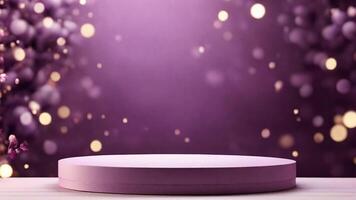 AI generated Purple podium on the background of purple bokeh. 3d render photo