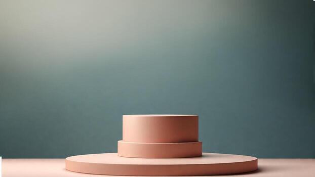 ai generado 3d hacer de rosado podio para producto presentación. degradado verde antecedentes foto