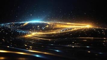 AI generated Futuristic technology wave with glowing particles. 3d render abstract background photo