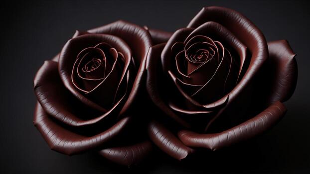 ai generado cerca arriba de negro Rosa pétalos en negro antecedentes con Copiar espacio foto