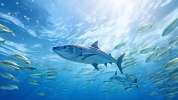 AI generated uder water scene with shark photo