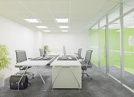Interior of a modern office with green walls, photo