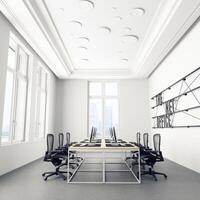 Modern office interior with white walls, photo