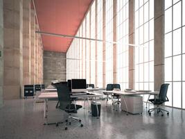 Interior of modern office hall with concrete floor photo