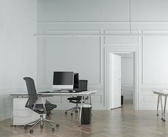 Interior of modern office with white classic walls photo