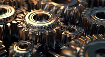 AI generated Details The gear is made of metal. Mechanical gears made of steel photo