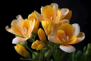 AI generated Freesia - Flower native to southern Africa - Known for their fragrant blooms and bright colors. They are often used for decorative purposes and as a symbol of trust photo