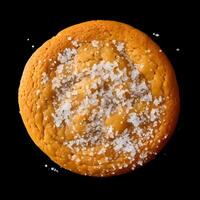 AI generated A festive holiday cookie, adorned with a glistening layer of sugar on top, offering a delightful combination of sweet, buttery goodness and a satisfyingly crisp texture photo