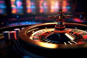 AI generated High contrast image of roulette wheel at casino. photo