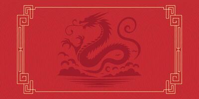 2024 Chinese new year, year of the dragon banner template design with dragons vector