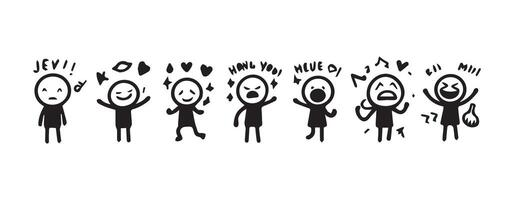 Set of stick figures in different emotions vector