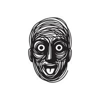 Face Scrible vector black and white