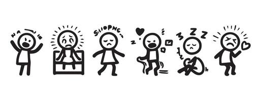 Set of stick figures in different emotions vector