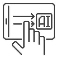 tableta con ai vector artificial inteligencia Delgado línea icono o símbolo