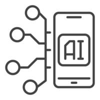 Artificial Intelligence Smart Phone vector AI Smartphone icon or symbol in outline style