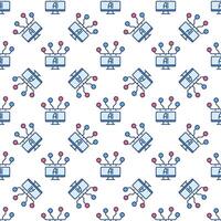 PC with AI vector Artificial Intelligence colored seamless pattern