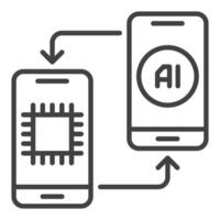 dos ai teléfonos inteligentes vector artificial inteligencia en Los telefonos lineal icono o símbolo