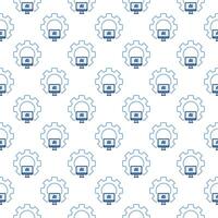 Gear and Artificial Intelligence Computer vector AI colored seamless pattern
