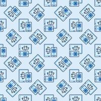Tablet and AI Smartphone vector Artificial Intelligence colored Seamless Pattern