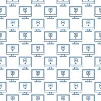 Artificial Intelligence Computer or PC vector AI technology seamless pattern in thin line style